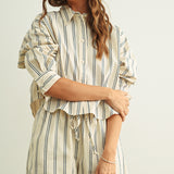 Stripe Elastic Band Waist Shorts