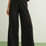 Crinkle Fabric Elastic Waist Pant