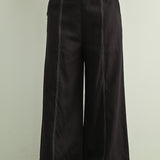 Stitch Detail Wide Leg Linen Pant