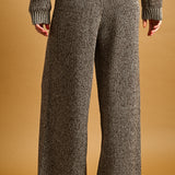 Two Tone Half Zip Sweater With Knit Pants