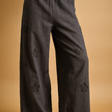 Floral Embroidered Wide Leg Pant