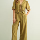 Embroidered Tie Front Top