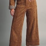 Suede Straight Wide Leg Pant