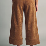 Suede Straight Wide Leg Pant
