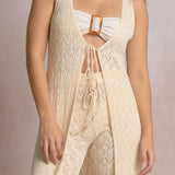 Sleeveless Tie Front Kimono