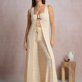 Sleeveless Tie Front Kimono