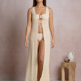 Sleeveless Tie Front Kimono