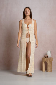 Sleeveless Tie Front Kimono