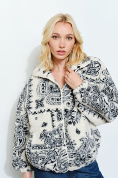 Fleece Paisley Zip Up
