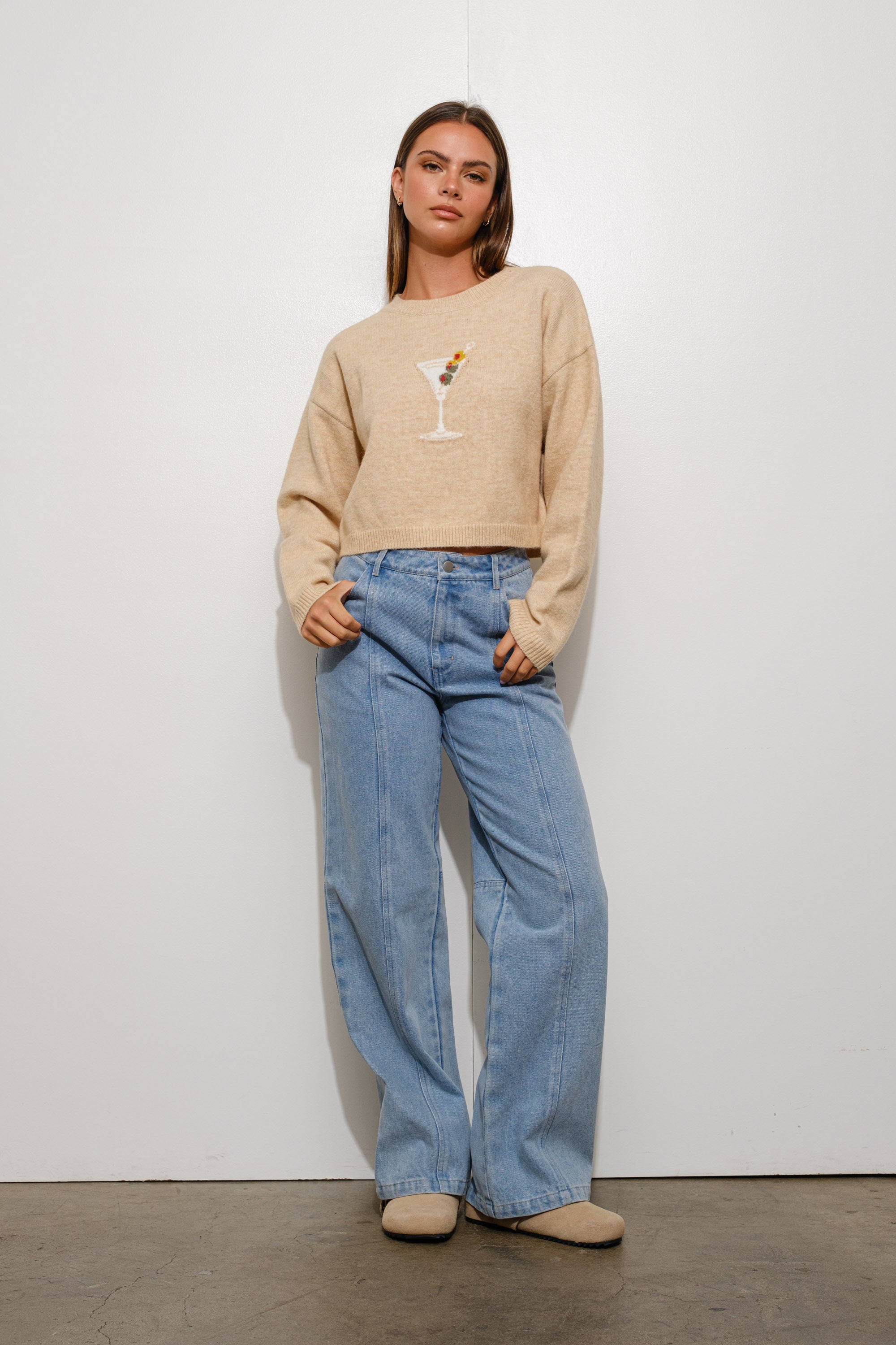 Cropped Martini Sweater - mocha, womens sweater collection