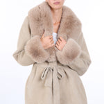 Fur Collar and Sleeve Coat - beige, womens jacket collection