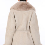 Fur Collar and Sleeve Coat - beige, womens jacket collection