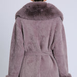 Fur Collar and Sleeve Coat - mauve, womens jacket collection