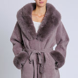 Fur Collar and Sleeve Coat - mauve, womens jacket collection