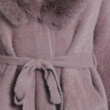 Fur Collar and Sleeve Coat - mauve, womens jacket collection