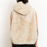 Fur Vest With Hood - ivory, womens vest collection