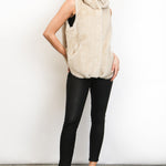 Fur Vest With Hood - ivory, womens vest collection