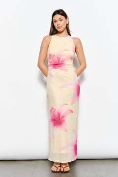 Big Flower Mesh Maxi Dress
