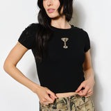 Embroidered Martini Tee