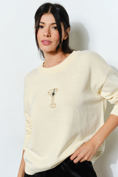 Beaded Martini Sweater - butter cream, womens sweater collection