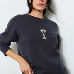 Beaded Martini Sweater - charcoal, womens sweater collection