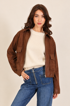 Suede Zip Up Jacket