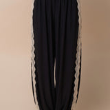 Balloon Pants With Side Lace Trim