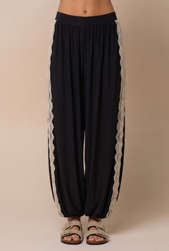 Balloon Pants With Side Lace Trim