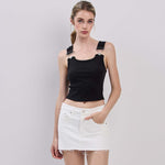 Rib Buckle Strap Tank - Black, Women's Tank Top Collection
