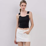 Rib Buckle Strap Tank - Black, Women's Tank Top Collection