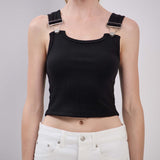 Rib Buckle Strap Tank - Black, Women's Tank Top Collection