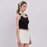 Rib Buckle Strap Tank - Black, Women's Tank Top Collection
