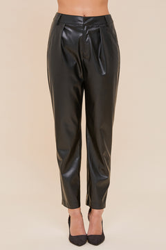 One Pintuck Leather Pant