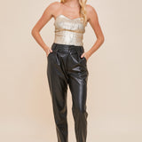 One Pintuck Leather Pant