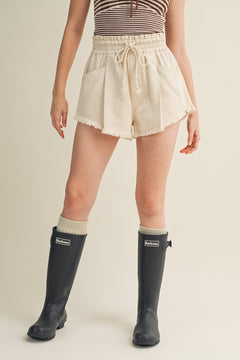 Frayed Hem High Waist Short
