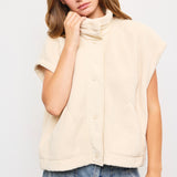 Sherpa Sleeveless Button Down Vest