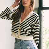 Textured Stripe Cardigan Top