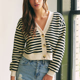 Textured Stripe Cardigan Top