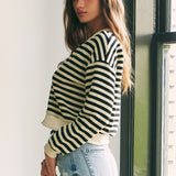 Textured Stripe Cardigan Top