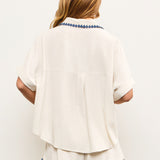 Embroidered Line Button Down Top