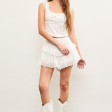 Ruffle Eyelet Short