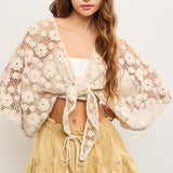 Front Tie Crochet Crop Top