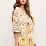 Front Tie Crochet Crop Top