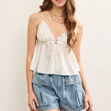 Ruffle V Neck Tied Cami Top