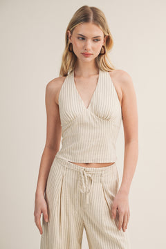 Halter Neck Stripe Top