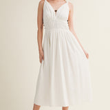 Sleeveless Gauze Midi Dress With Bead Detail
