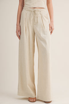 Front Pleated Stripe Pant