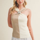 Halter Sweater With Seashell Trim