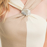 Halter Sweater With Seashell Trim