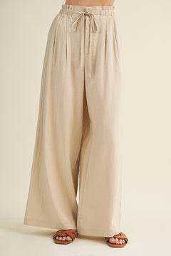 Linen Wide Leg Paperbag Pant